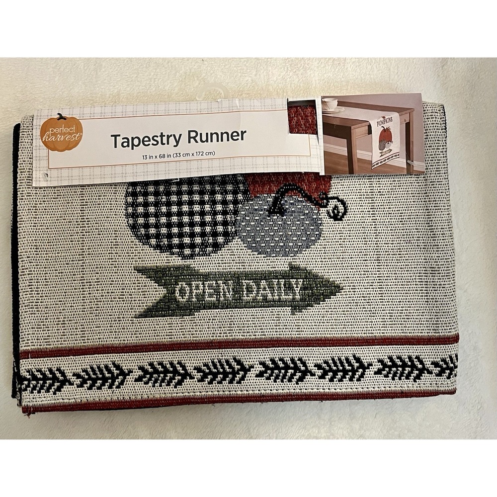 NEW Fall Perfect Harvest Pumpkin Tapestry Table Runner 13 in‎ X 68 in